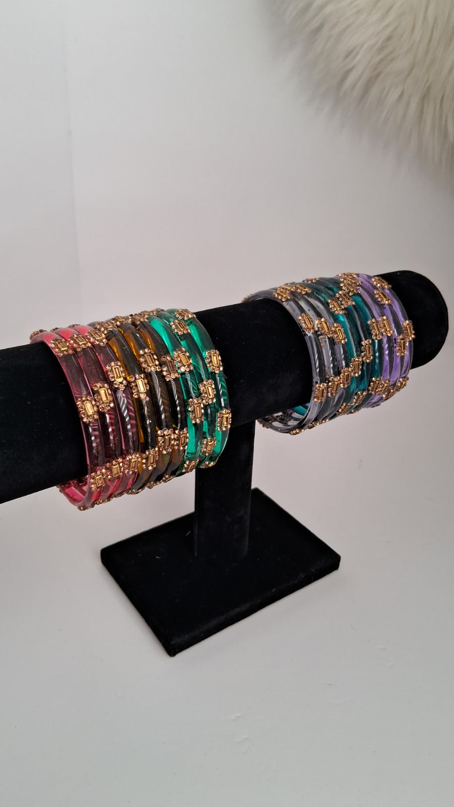 Pack of 18 Fancy Glass Bangles