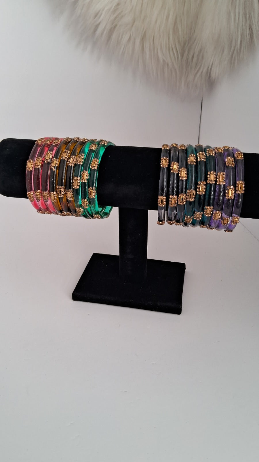 Pack of 18 Fancy Glass Bangles