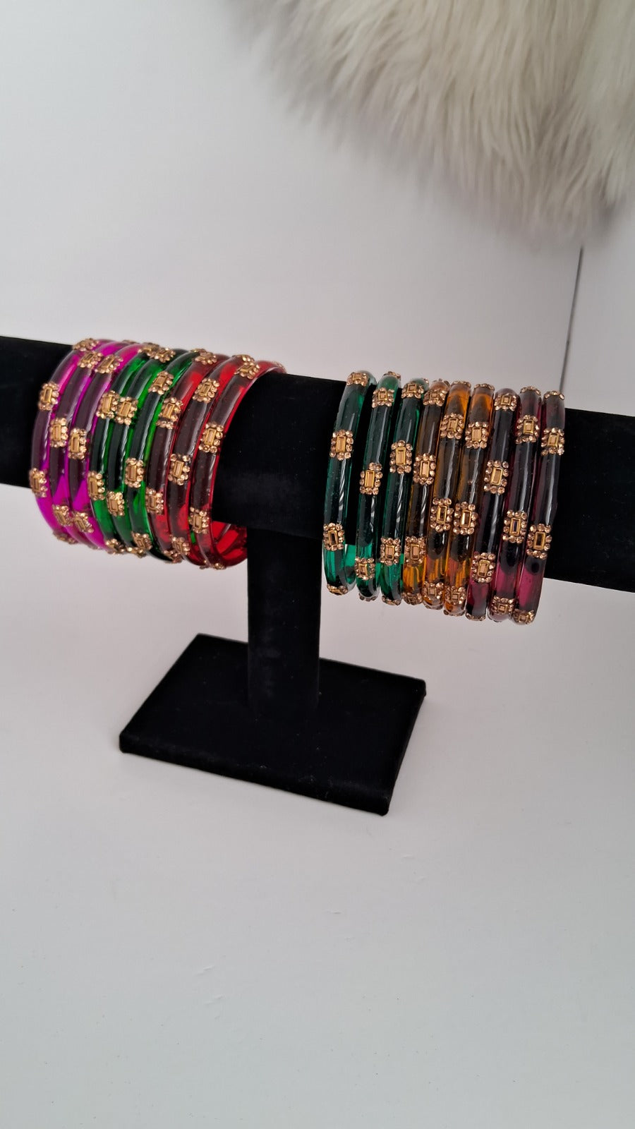 Pack of 18 Fancy Glass Bangles