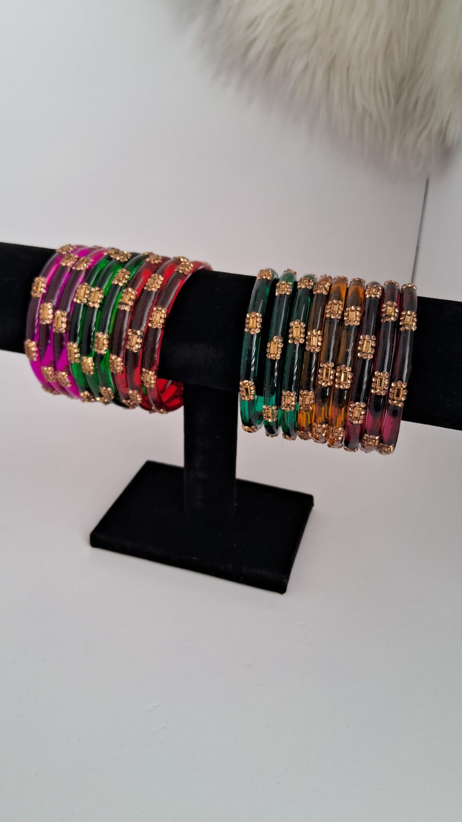 Pack of 18 Fancy Glass Bangles