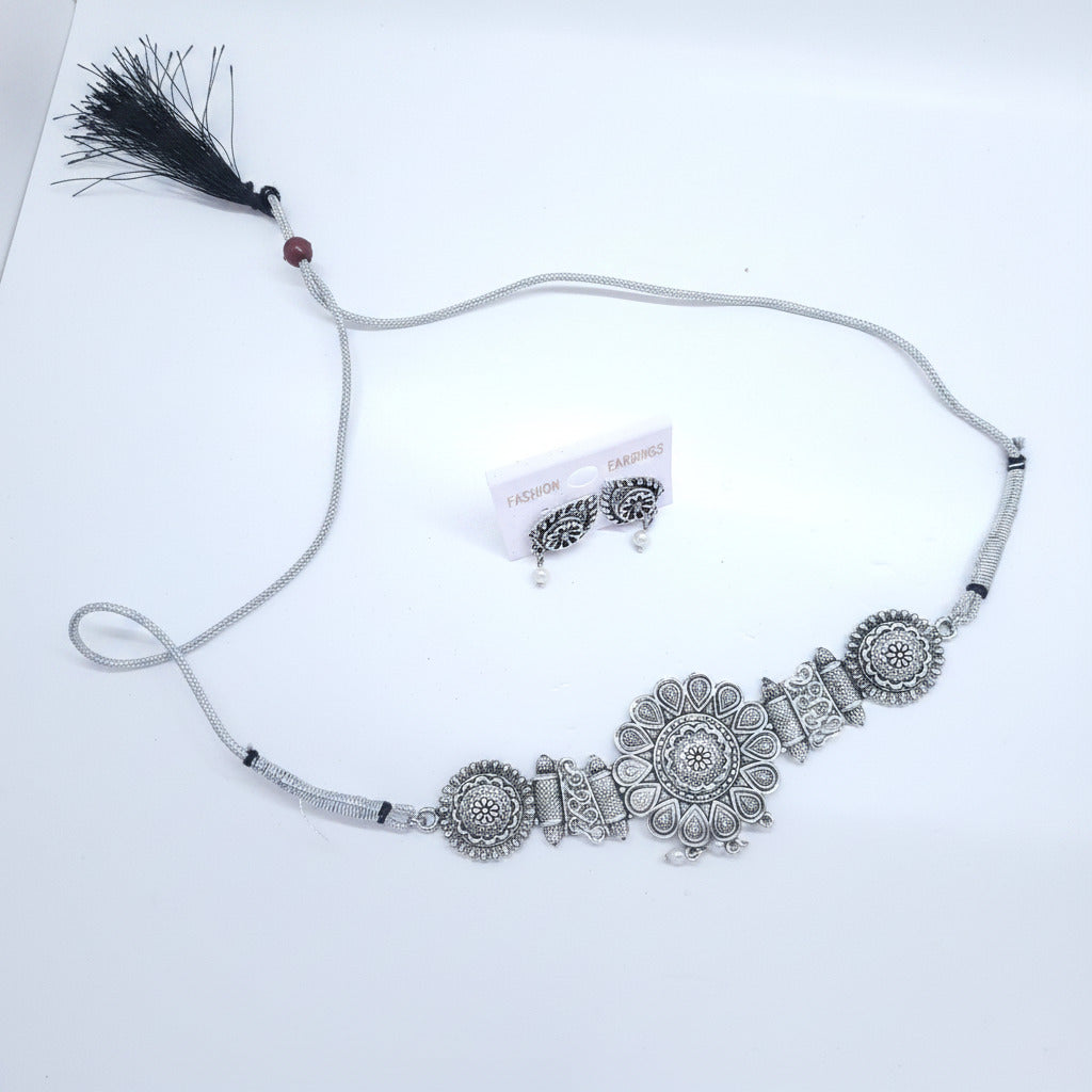 OXIDISED SILVER CHOKERS